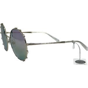 Swarovski SK0289 Womens Round Metal Sunglass 16Z Shiny Palladium 57-20 w Mirror